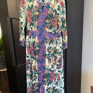 Handmade Mid Century Floral and Mushroom Print Dress